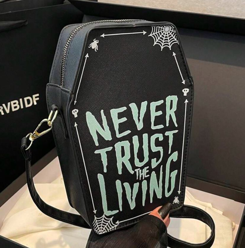 Never Trust The Living Coffin Bag, 23.5cm