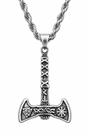 Collar Talismán War Mjölnir – Fuerza, Protección y Victoria | Acero Inox Premium