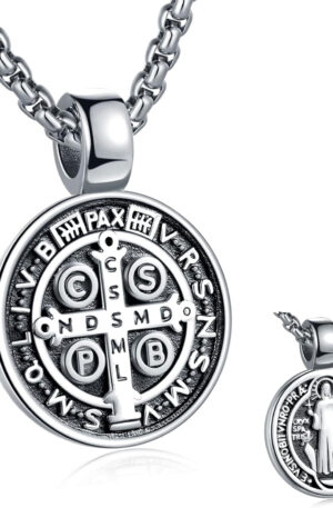 Collar Talismán de San Benito – Protección, Resguardo y Fortaleza | Acero Inox Premium