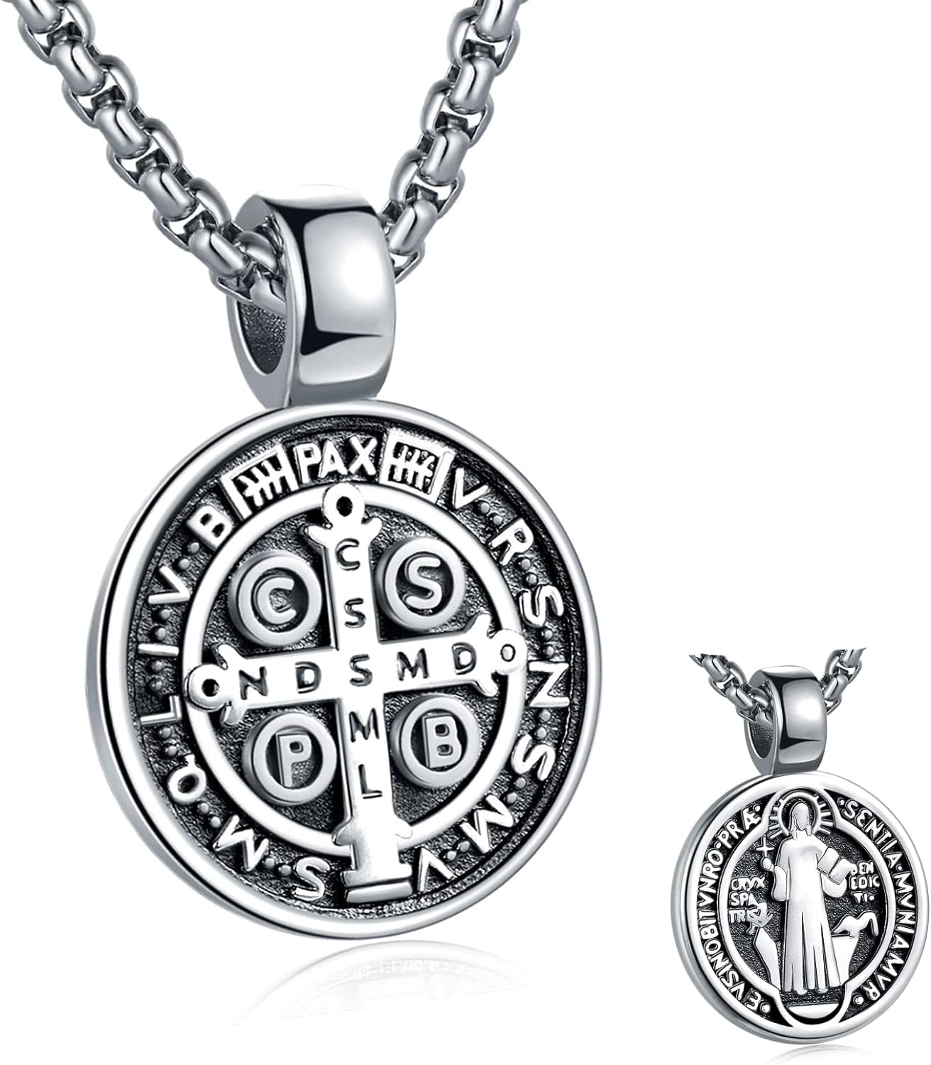 Collar Talismán de San Benito – Protección, Resguardo y Fortaleza | Acero Inox Premium