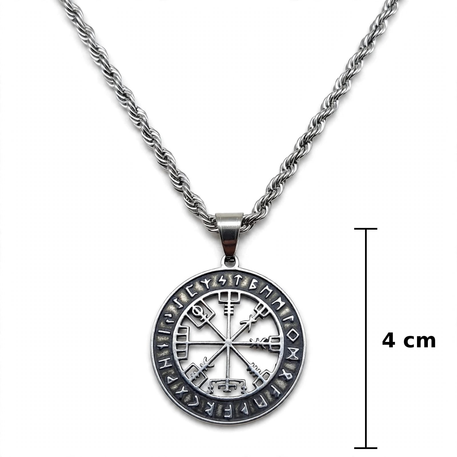 Collar Talismán Vegvísir – Protección, Dirección y Buena Fortuna | Acero Inox Premium