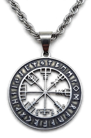 Collar Talismán Vegvísir – Protección, Dirección y Buena Fortuna | Acero Inox Premium
