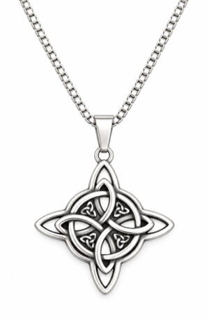 Talismán Nudo de Bruja Lunar – Protección, Intuición y Buena Fortuna | Acero Inoxidable