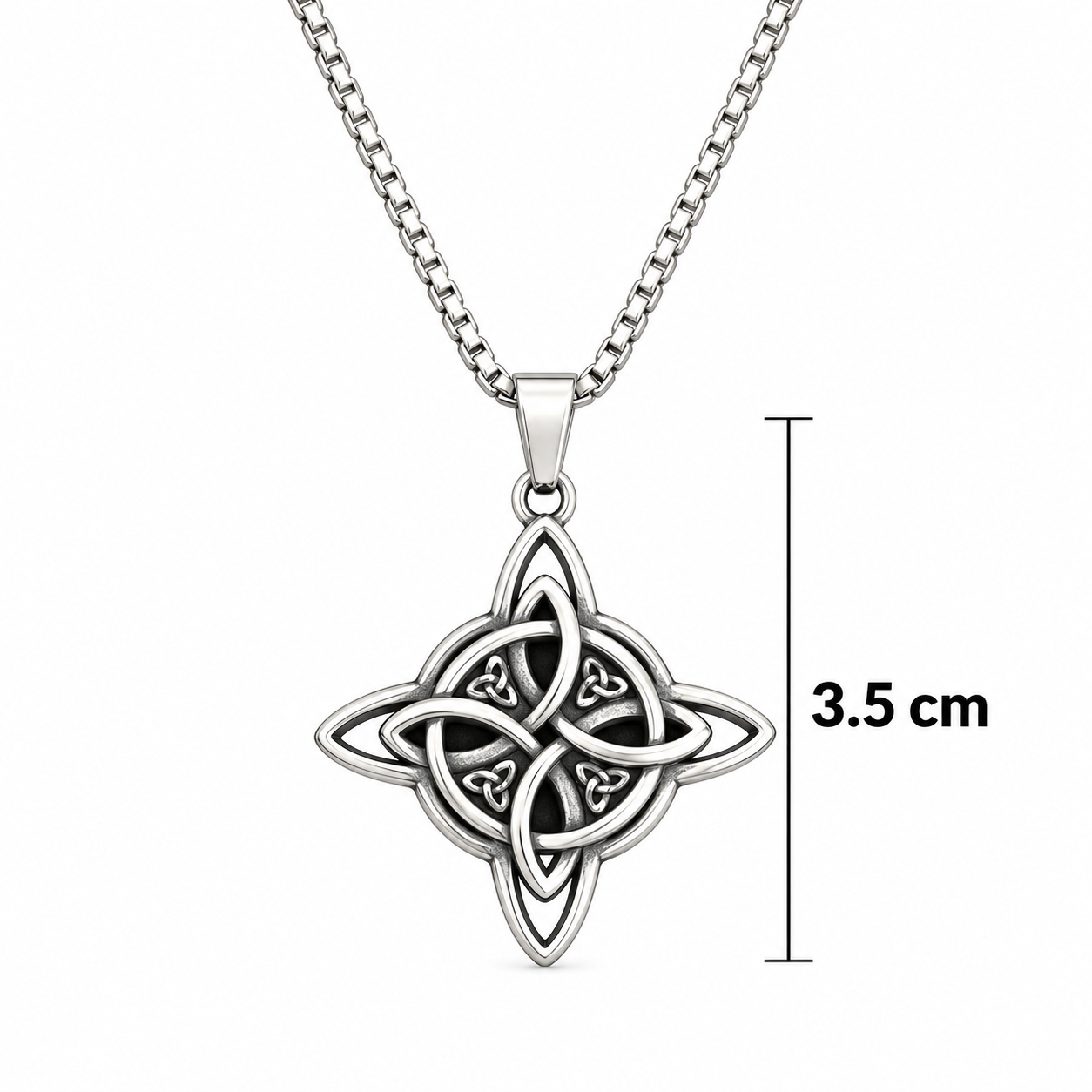 Talismán Nudo de Bruja Lunar – Protección, Intuición y Buena Fortuna | Acero Inoxidable